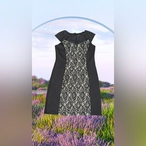 Enfocus Studios dress.Black /Nude illusion. Length 35”. Bust 17”